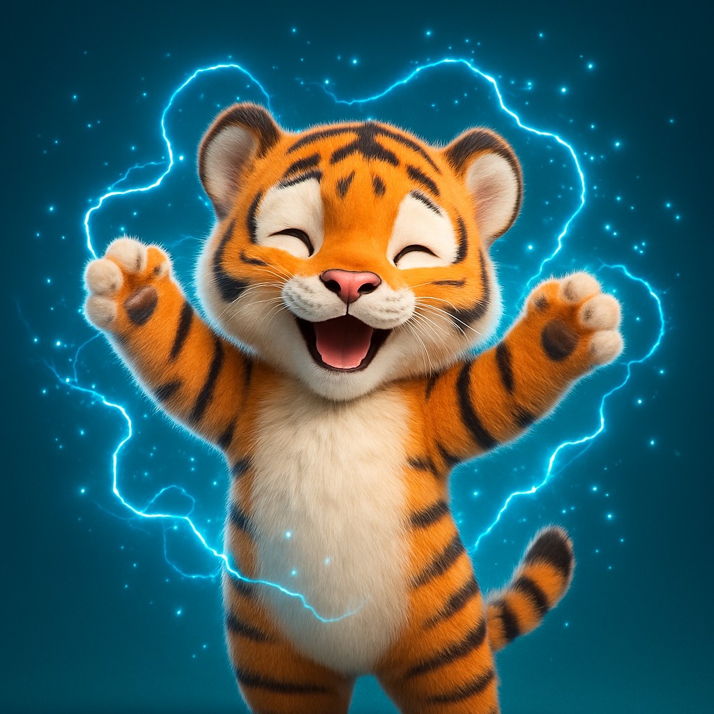 bd1111-এ লগইন করার পর একটি মিষ্টি কার্টুন বাঘের বাচ্চা একটি জাদুকরী আলো ছড়িয়ে দেয়